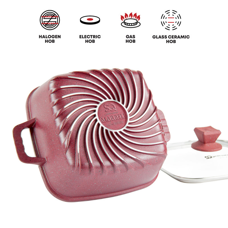 Nea Marbell 8 - Piece Non-Stick Aluminum Cookware Set, Rossa