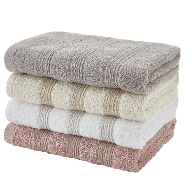 Lurex Bands Hand Towel, White/Silver