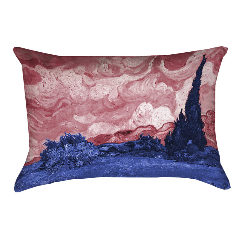 Housse de coussin Vincent Van Gogh, Rouge / Bleu, H 8 po x l 14 po, Housse de coussin seulement - sans insert