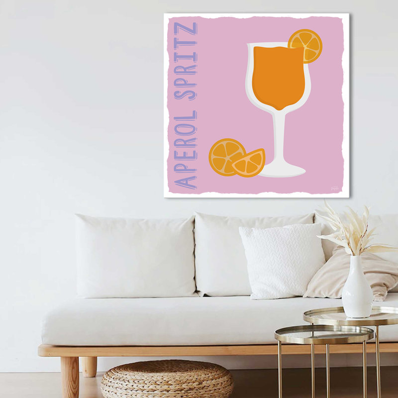 "Pop Aperol" par Natalie Carpentieri, reproduction sur toile, H 36 po x l 36 po x P 1,5 po