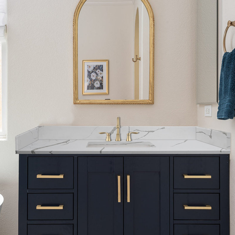 Plateau de meuble-lavabo simple 48 po avec lavabo en quartz - pour remplacement de meuble-lavabo, sans armoire