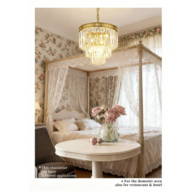 Lustre en cristal à 3 niveaux avec finition dorée, luminaire suspendu moderne de 12 pouces pour îlot de cuisine, salle à manger, salon, chambre à coucher et couloir