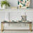 Floral Upholstered Gold Bench-130008488