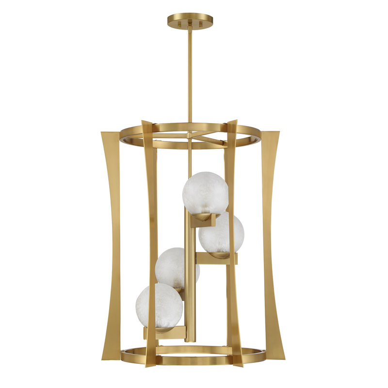 Luminaire suspendu 4 lumières Darien, Laiton