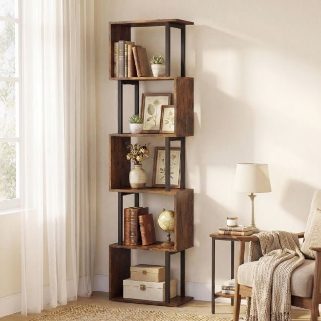147cm H x 38cm W Metal Bookcase, Brown