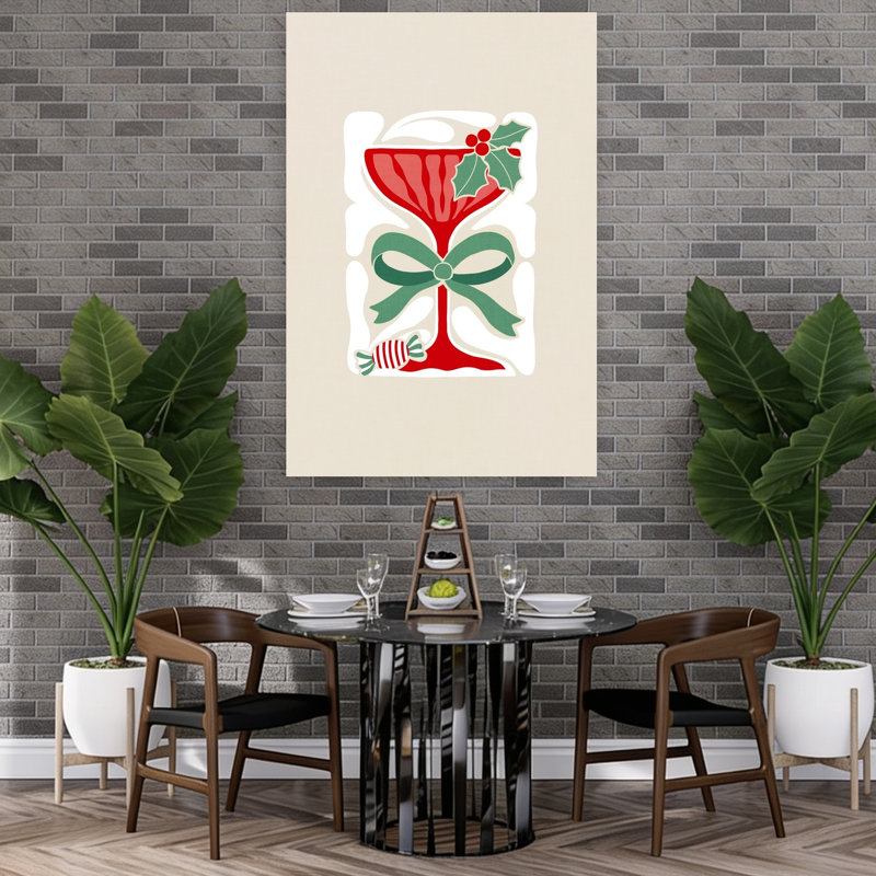 «Festive Cocktail Cheer», impression d'art rétro rétro, H 60 po x l 40 po