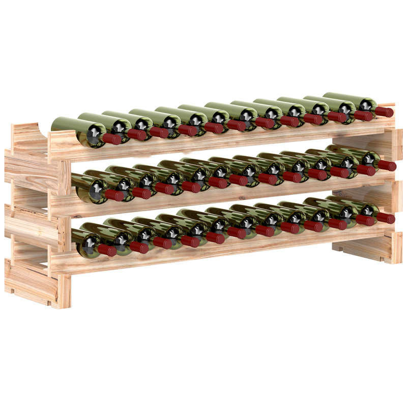 Hahira Solid Wood Floor Wine Bottle Rack Natural