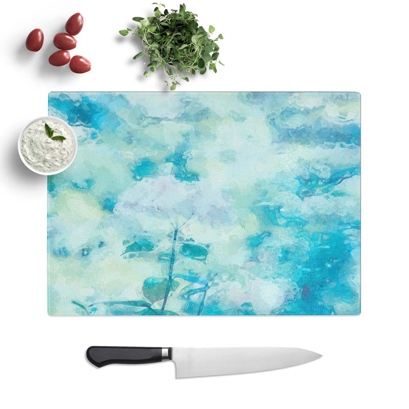 Glass Flower Petals in Abstract Chopping Board, 28.5 cm W x 20 cm L