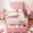 Twin Bed Frame with Storage Drawer and Headboard, Velvet Upholstered Twin Platform Bed Frame Strong Wooden Slats Support, Noise-Free, Easy Assembly-557710785