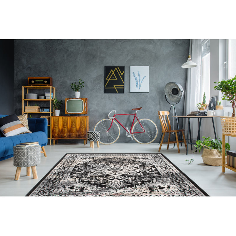 Tapis noir/gris zone heather Yannick, Rectangle 7 pi 10 po x 10 pi 6 po
