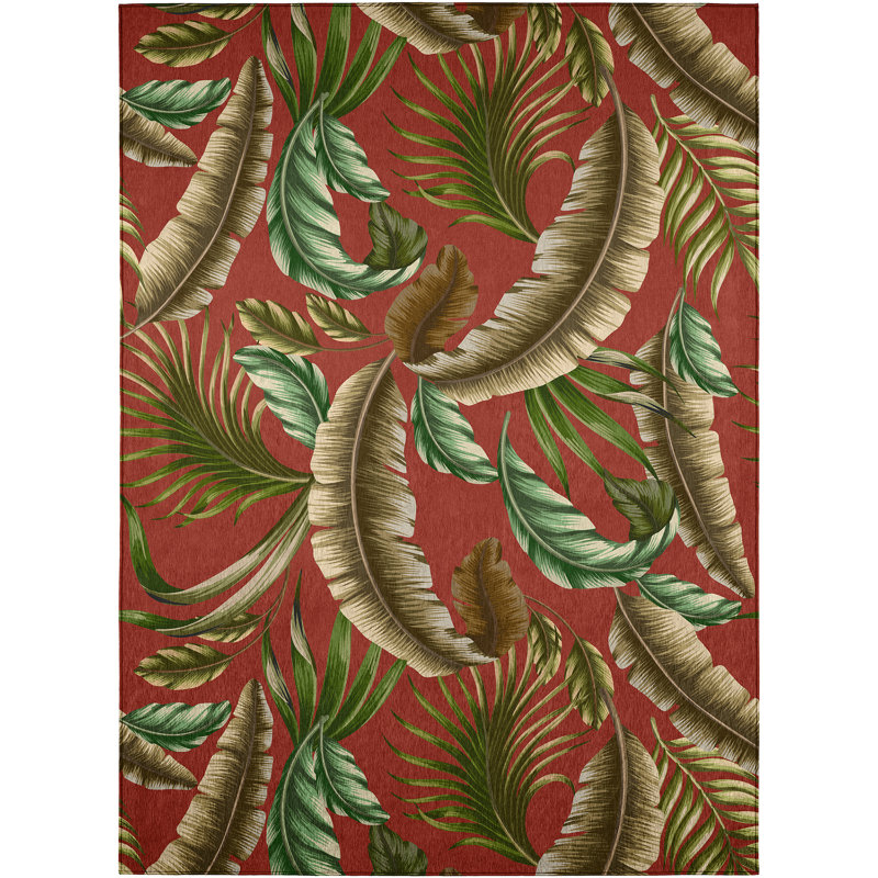 Braggs Washable Floral Indoor / Outdoor Rug, Rectangle 8' x 10'
