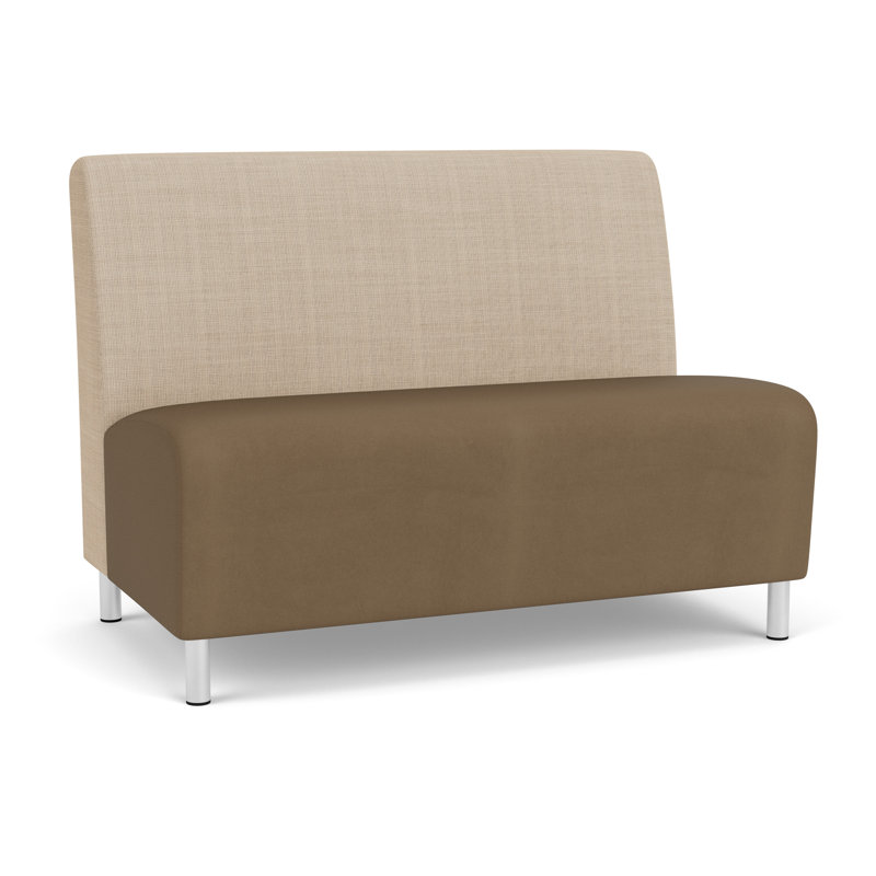 Causeuse sans accoudoirs Ravenna, Acier brossé, Chambray calcaire / Patriot Plus taupe
