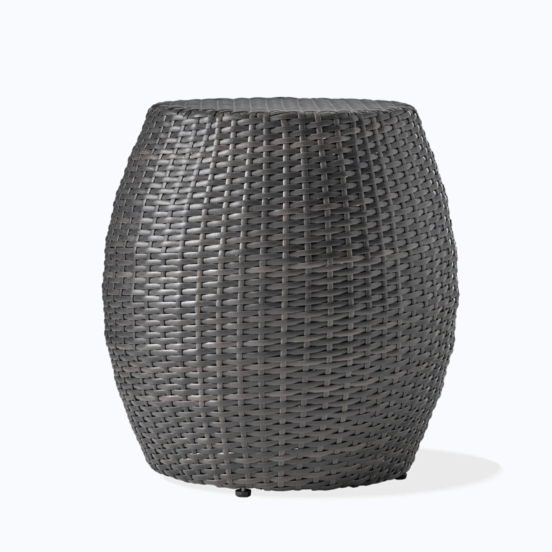 Outdoor Wicker 14.00" Patio Side Table high-quality wicker finish over a durable frame No Assembly Required, Gray