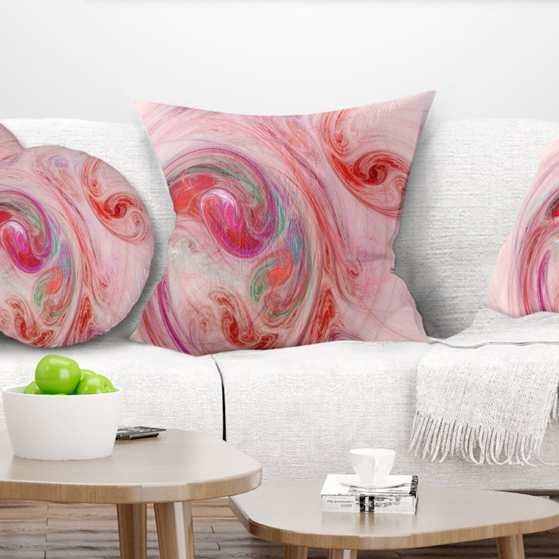 Red Fractal Abstract - Coussin imprimé abstrait, 16 po x 1 po, Coussin décoratif