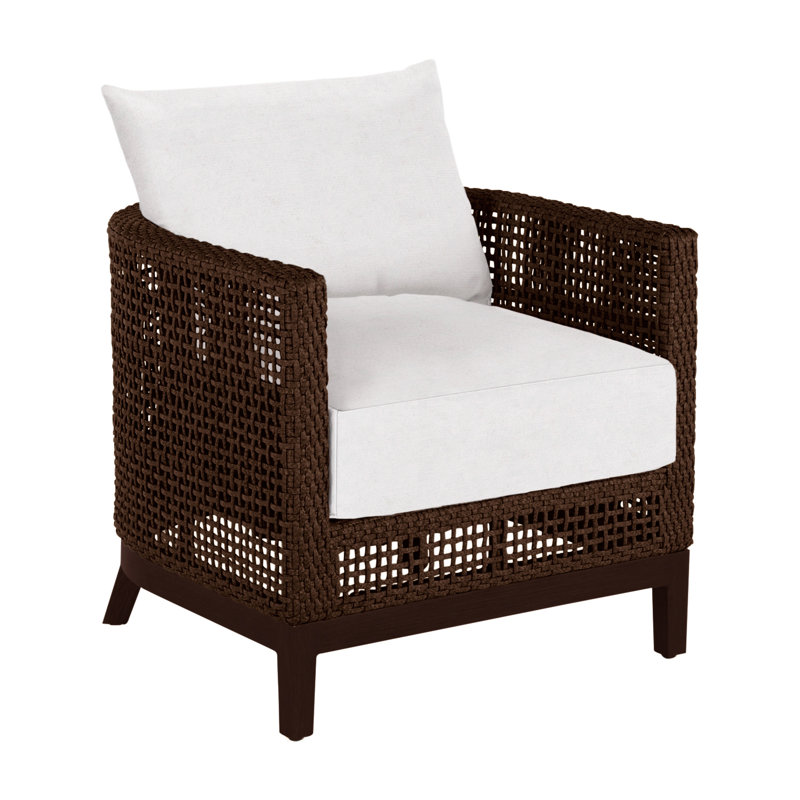 Fauteuil demi-tonneau péninsule - acajou / châtaignier, Acajou / châtaignier, Sunbrella® ‑ lin neige