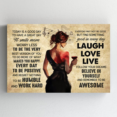 Awesome Girl - Live, Love, Laugh Gallery, toile tendue - citations inspirantes et dictons, décoration intérieure beige et noire