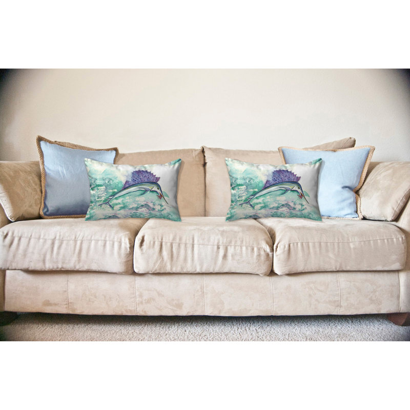 Sailfish Outdoor Reversible Throw Pillow