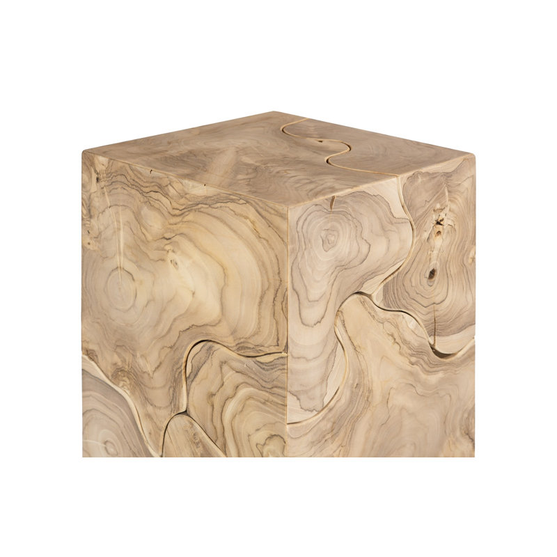 Teak Slice Pedestal, Square, Bleached, 39" H x 12" W x 12" D