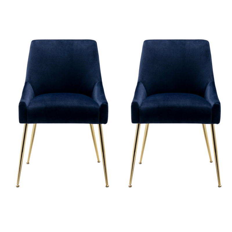Fauteuil en velours l 21,5 po Koblas, Velours bleu marine