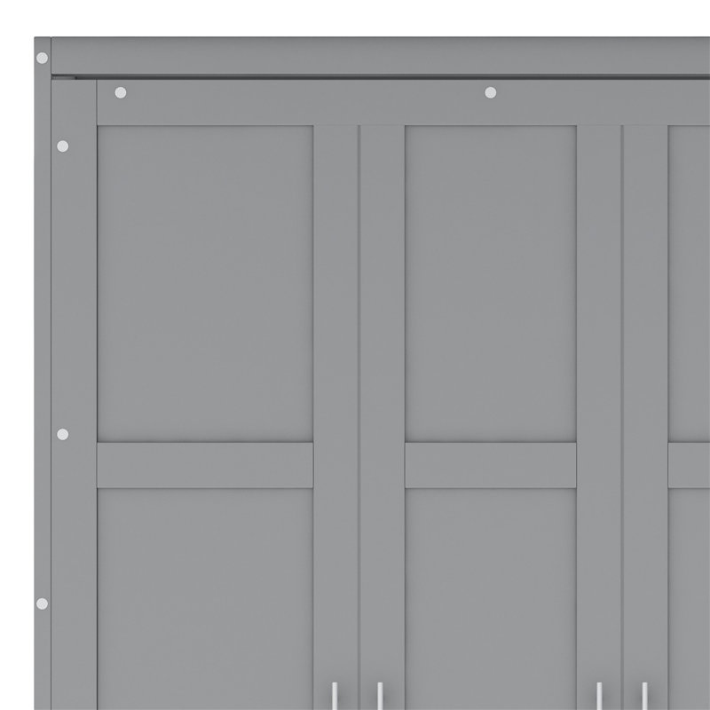 Lit escamotable mural avec armoire supérieure, tablettes et garde-robe, lit pliable peu encombrant, Gris