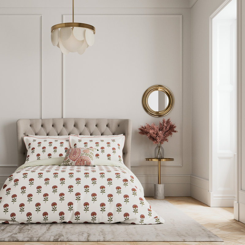 Regal Marigold Cotton Floral Duvet Cover Set with Pillowcases, Double Duvet Cover + 2 Pillowcases