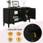 Buffet de 60 po de largeur avec tablettes réglables et 4 portes, armoire buffet avec rangement pour salle à manger, cuisine et salon, noir