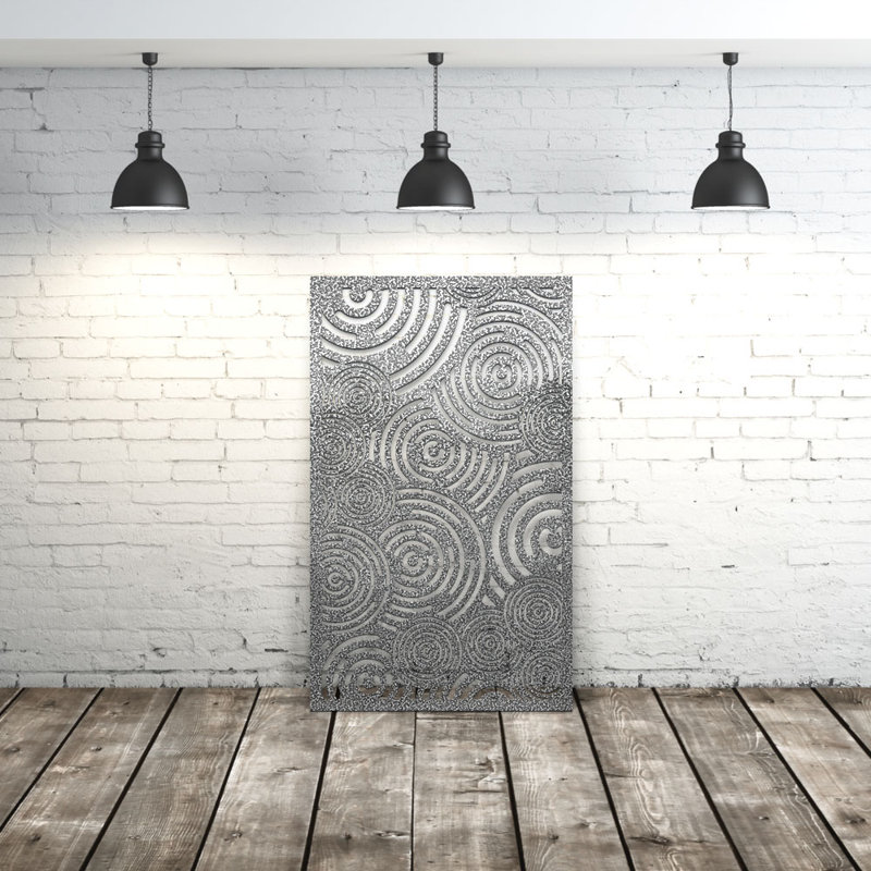 Metal Privacy Screen, 36" H x 36" W x 0.125" D, Silver Vein