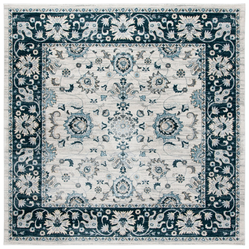 Delmer Performance Oriental Rug, Square 6'7"