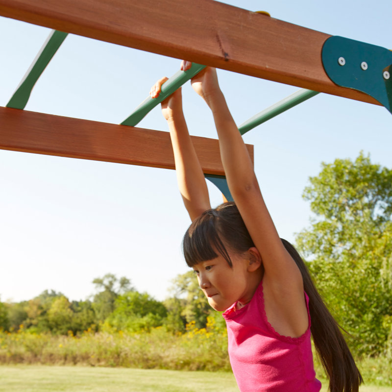 Green Powder-Coated Steel Monkey Bars for Kids