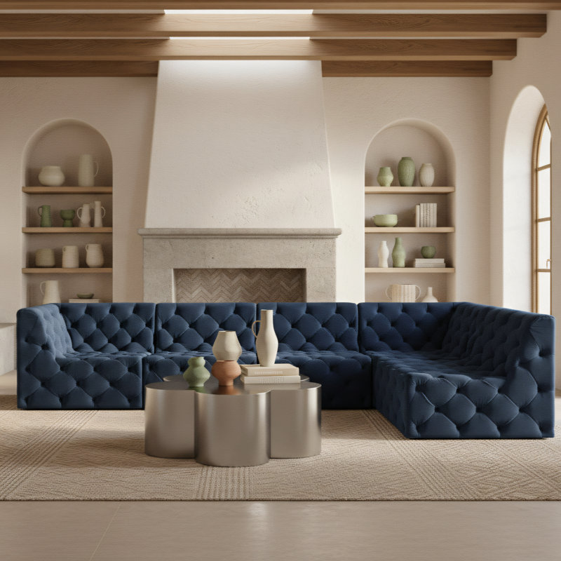 Canapé modulaire Klecka, Velours bleu marine