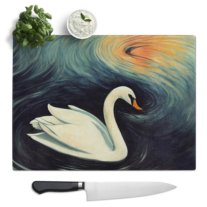 Showstopping Swan  Glass Chopping Board