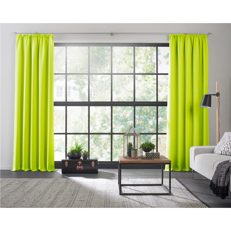 Torquay Blackout Curtain Pair, 145cm Width x 255cm Drop, Lime