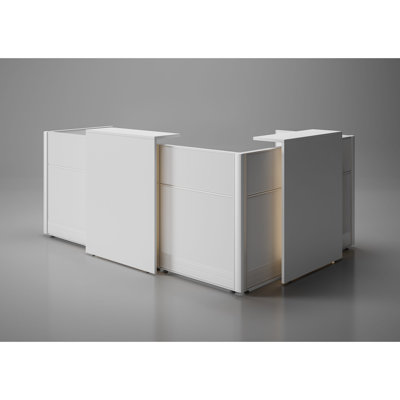 Antek 2 Person L-Shaped Synthetic Laminate Reception Desk with Power Outlet