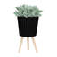 S / 2 pot à fleurs strié 10/12 po avec pieds en bois