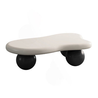 47 Inch Cloud Shaped Coffee Table with 3 Ball Legs for Living Room
