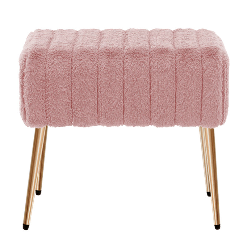 47cm Wide Rectangle Solid Colour Footstool Ottoman, Pink