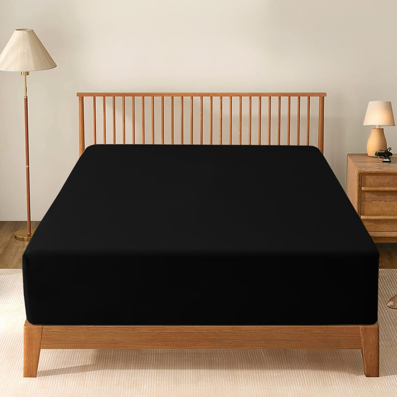 Kadie-Lea Super Soft Extra Deep Microfiber Brushed Fitted Sheet, Single (3'), Black