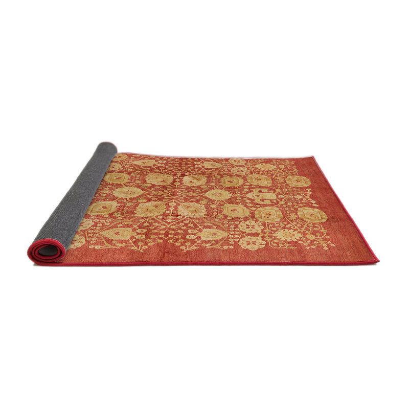 Tapis oriental rouge / jaune Crusoe, Rond 3 pi