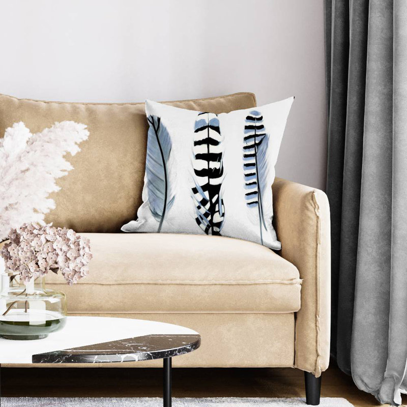 Delicate feathers - 20"x20" Throw pillow - Poly twill - Print on demand