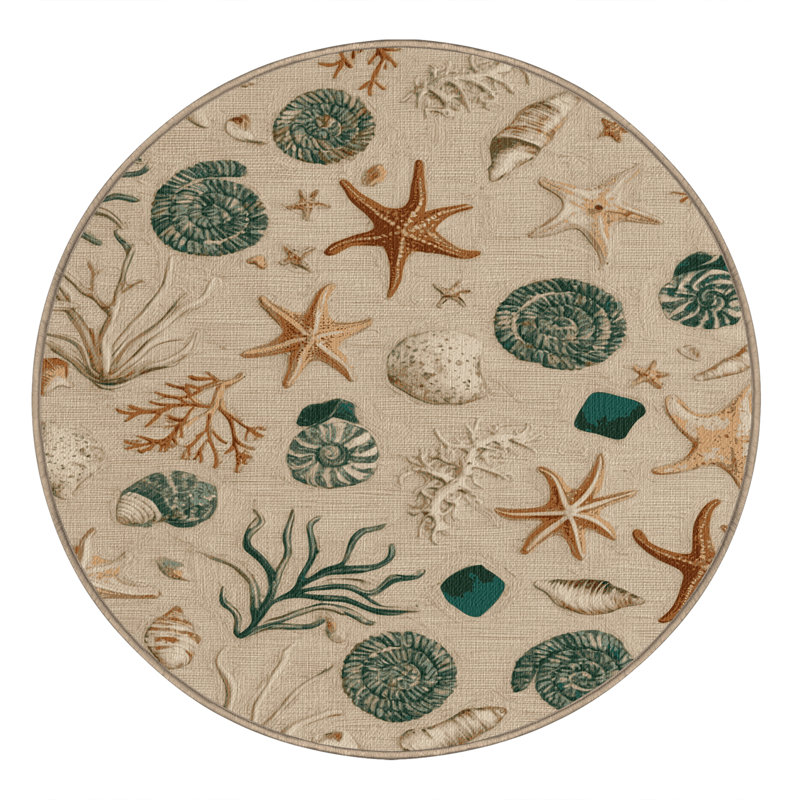  Tapis bord de mer lavable, Rond 3 pi