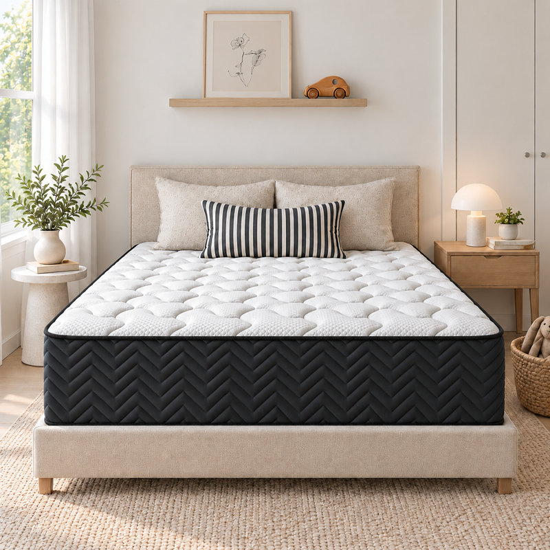 14" Hybrid Mattress-Gel Memory Foam & Pocketed Coils, Medium-Firm, Fiberglass-Free, 14, Queen