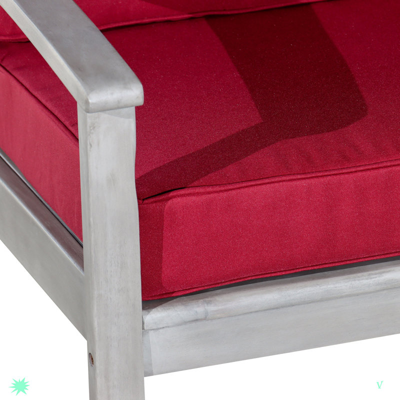 Méridienne d'extérieur en bois Durane, Rouge, Gris clair