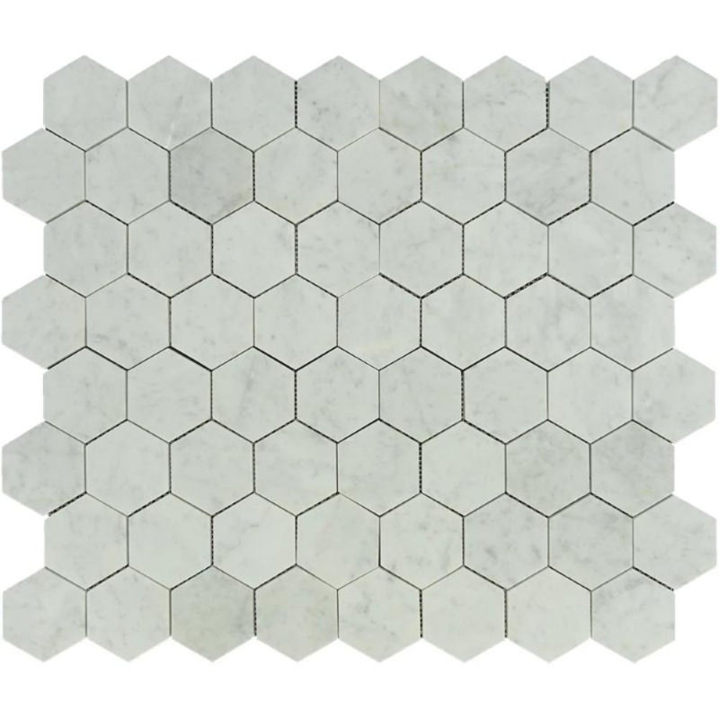 Carreau de mosaïque en marbre 3 po x 3 po, Blanc poli