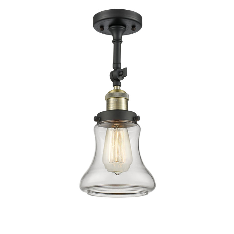 Edda Glass Semi Flush Mount, Black Antique Brass, Clear, No Bulb Included