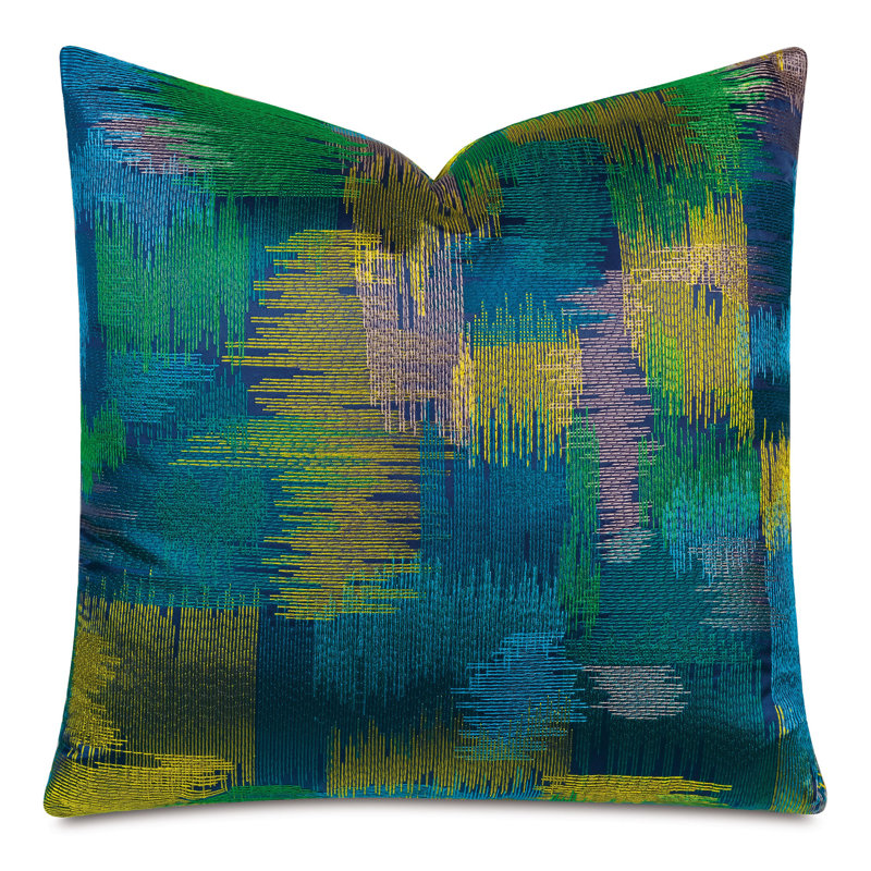 Embroidered Cotton Blend Reversible Throw Pillow