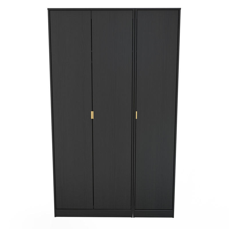 Fully Assembled 2 Door Wardrobe, 197cm H x 74cm W x 53cm D, Black