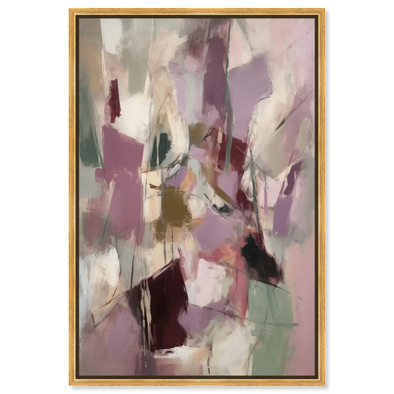 Terre et éther I, toile, expressionnisme abstrait par Art Remedy, Cadre flottant doré, H 16 po x l 11 po