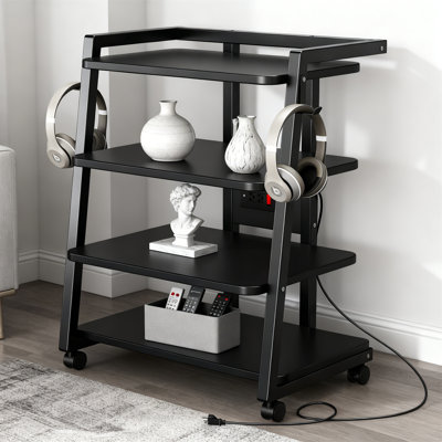 Mobile 4-Tier AV Stand With Outlets And Wheels by George Oliver