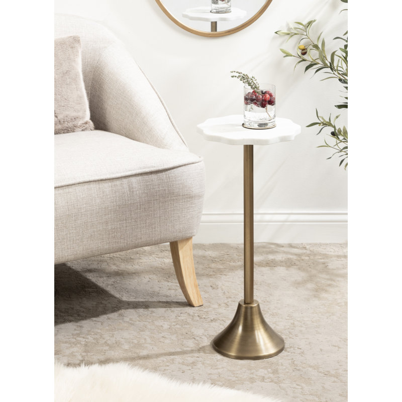 Table ronde en marbre et métal, Doré