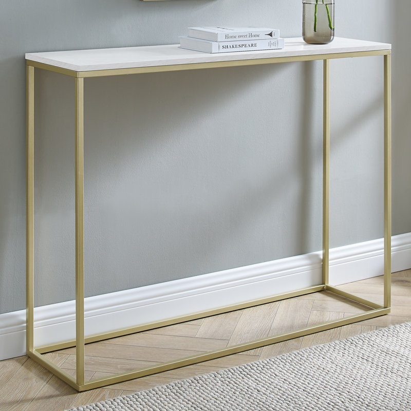 Barto 42'' Console Table, White Marble/Gold